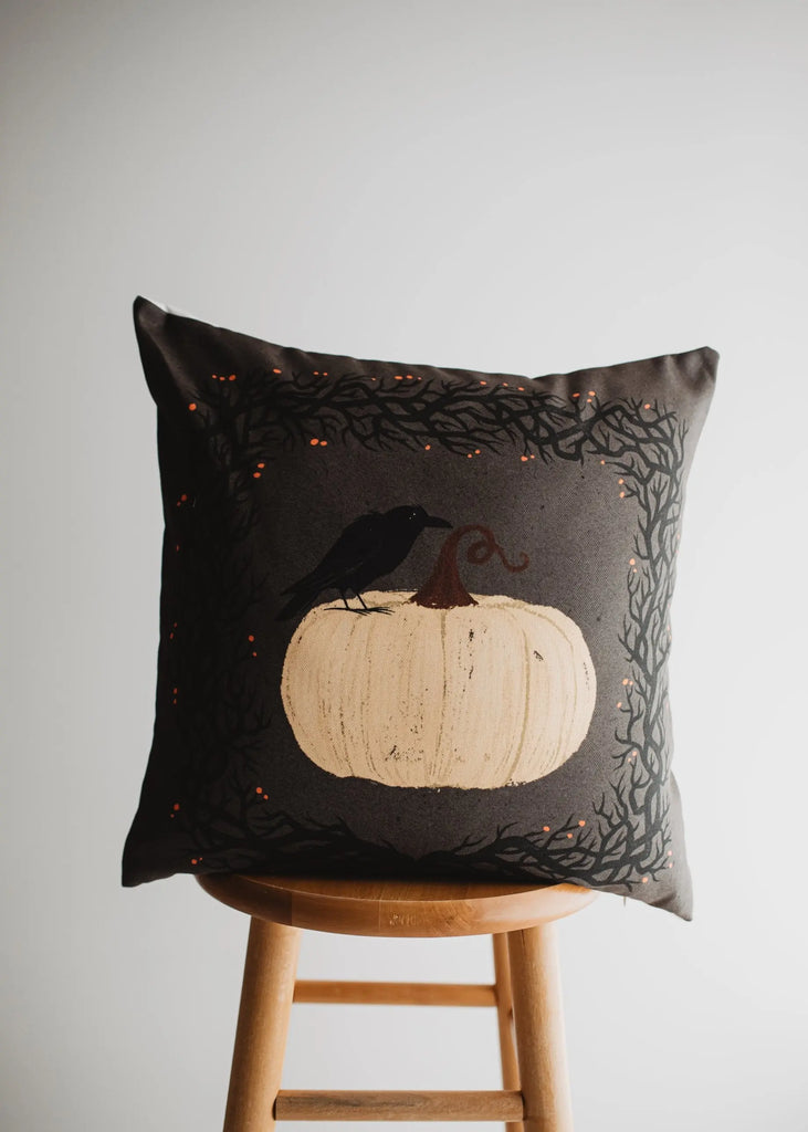 Primitive Dark Crow Pumpkin Pillow Cover |  Thanksgiving Décor | Farmhouse Pillows | Country Decor | Fall Throw Pillows | Cute Throw Pillows UniikPillows
