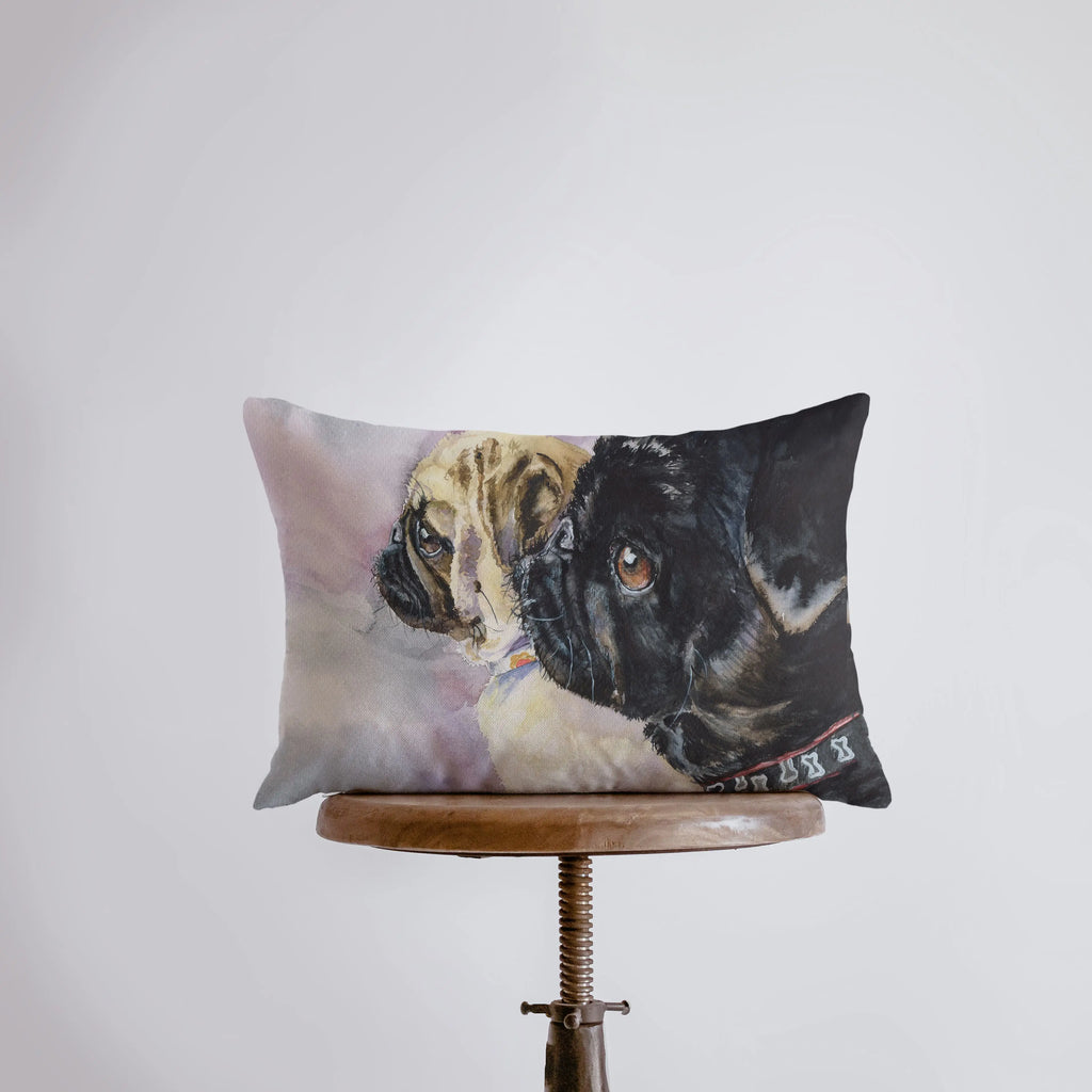 Pugs | Watercolor Pugs | 12x18 | Pillow Cover | Home Decor | Custom Dog Pillow | Pug Mom | House  | Dog Lover Gift | Dog Mom Gift | Pillows UniikPillows