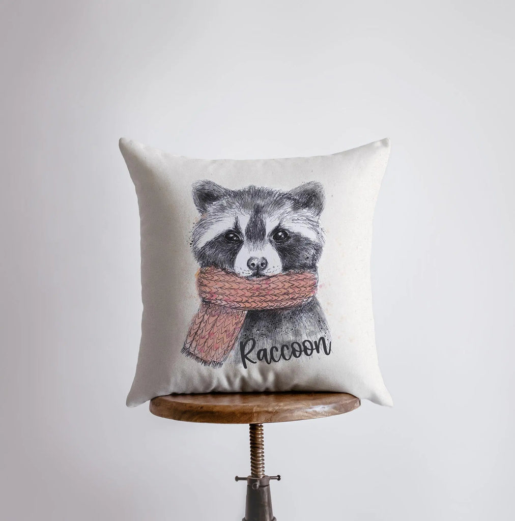 Raccoon Hipster | Pillow Cover | Raccoon Pillow | Throw Pillow | Wilderness | Animal | Cute Throw Pillows | Animal Print Decorative Pillows UniikPillows
