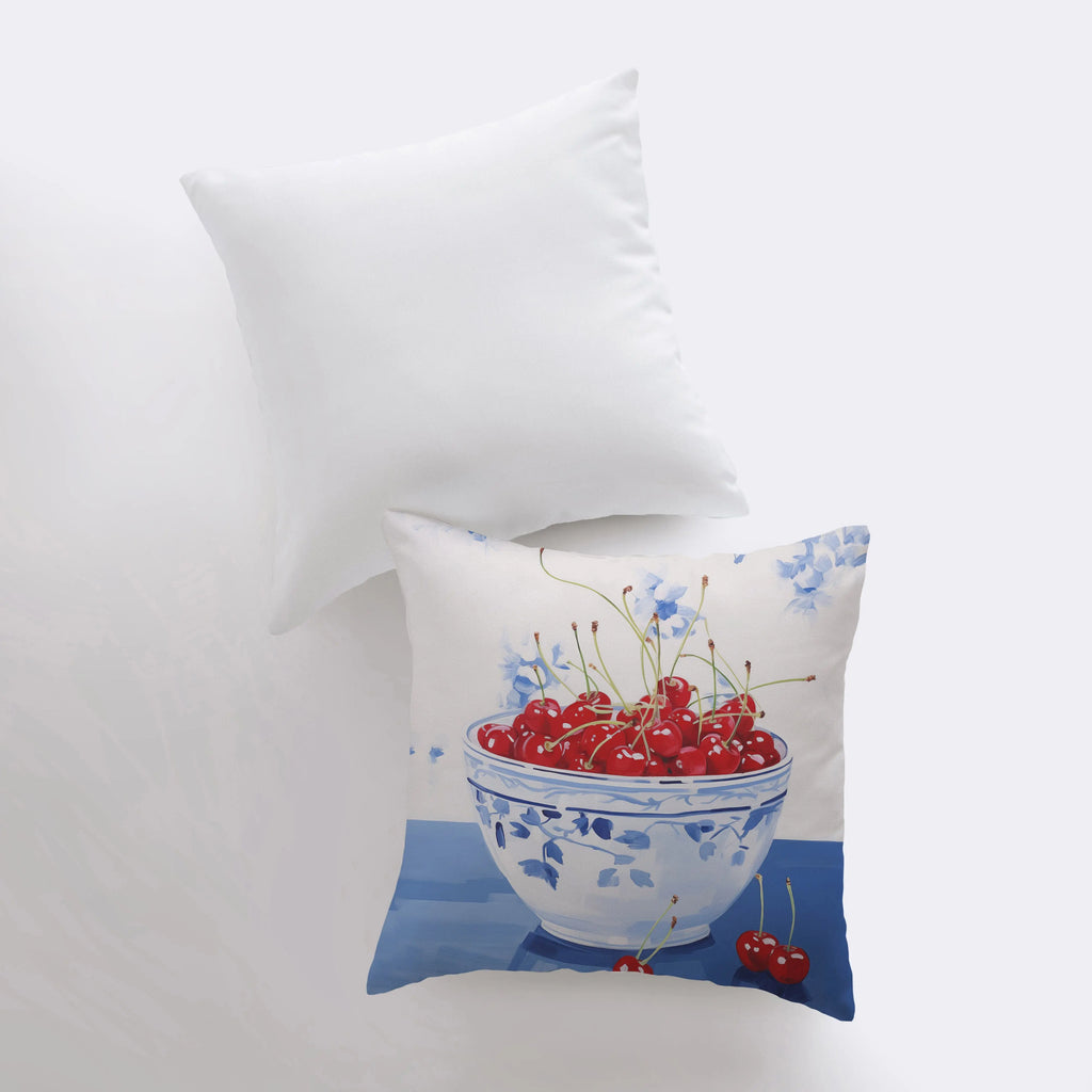 Red Cherry Bowl | Gouache Painting | Food Pillow | Fruit | Abstract Still Life | Throw Pillow | Home Decor | Gift for Her | Pillow Cover - UniikPillows