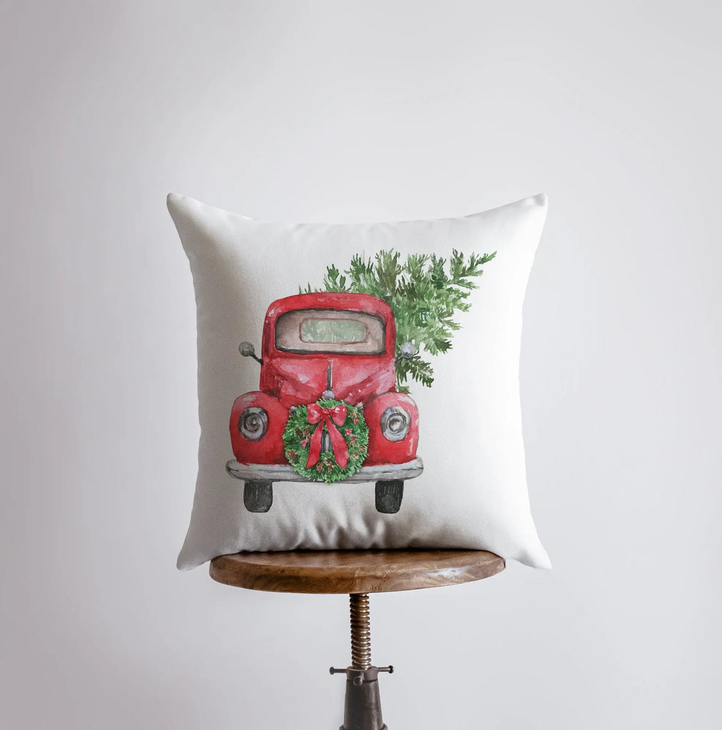 Red Christmas Truck Front | Pillow Cover | Red Truck | Christmas Decor | Throw Pillow | Home Decor | Rustic Christmas Decor | Rustic Home Decor UniikPillows