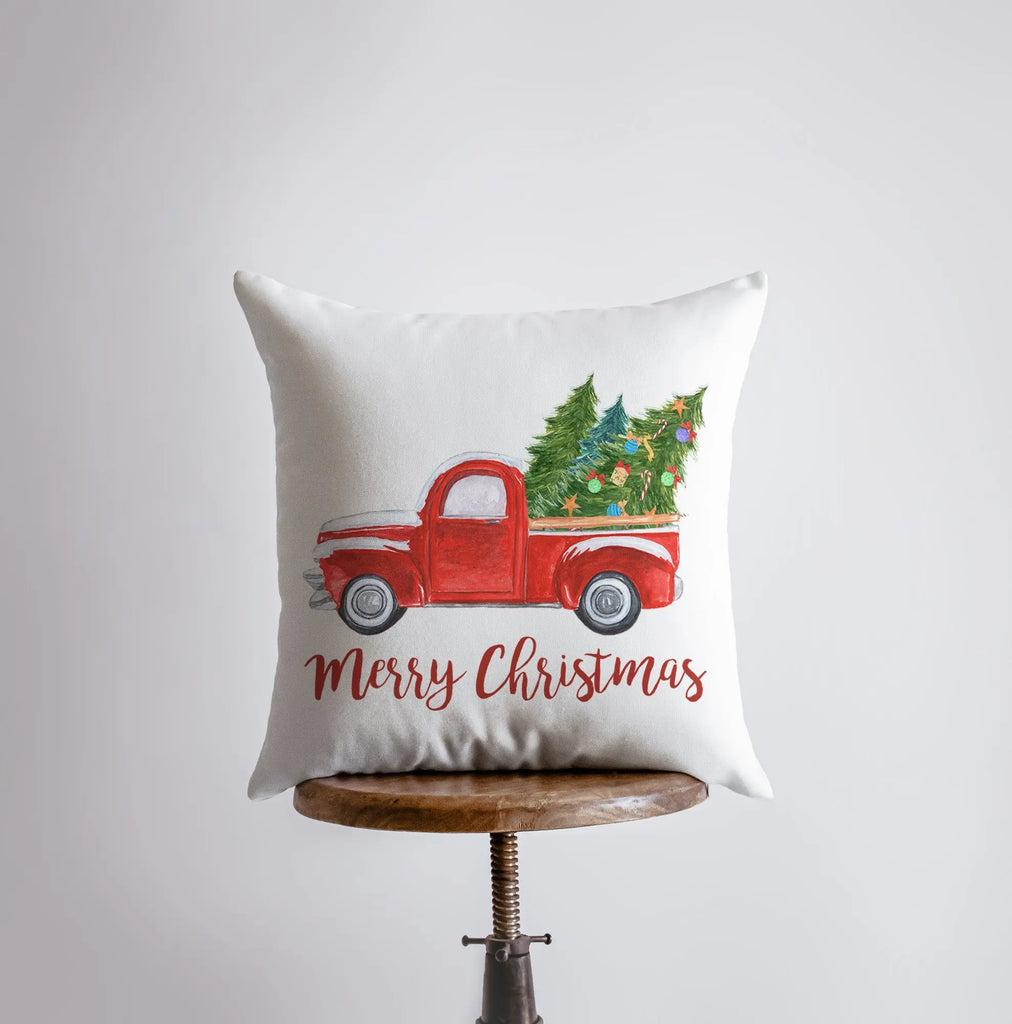 Red Christmas Truck with Trees | Pillow Cover | Red Truck | Christmas Decor | Throw Pillow | Home Decor | Rustic Christmas Decor | Mom Gift UniikPillows