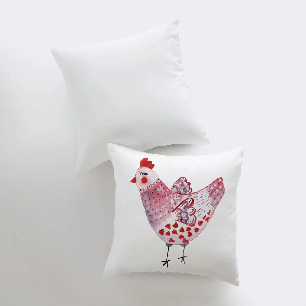 Red Hen | Cover and Insert | Modern Farmhouse | Throw Pillow | Farm Decorating | Custom designer Pillows | Red Throw Pillows | Gift for her UniikPillows