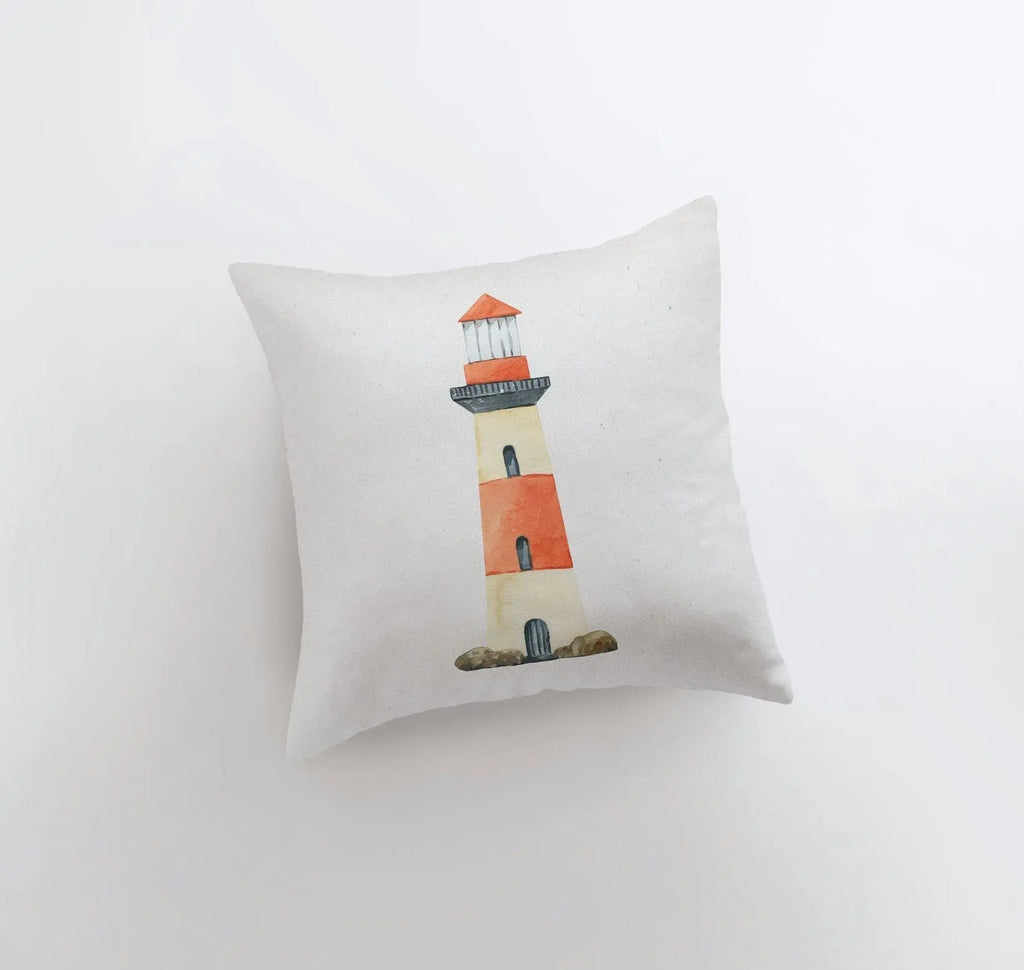 Red Lighthouse | Watercolor | Throw Pillow | Home Decor | Coastal Decor |Nautical | Ocean | Gift for Her | Accent Pillow Cover | Beach | Sea UniikPillows