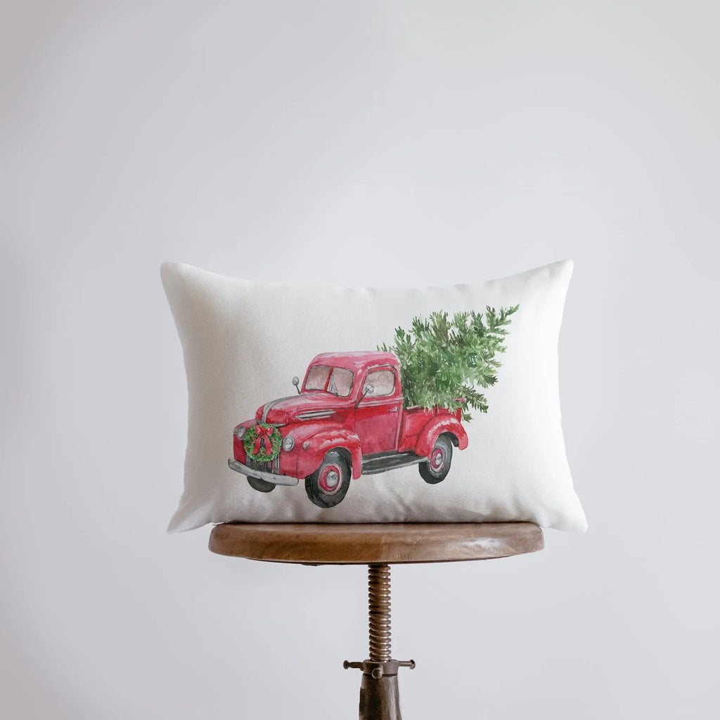Red Truck with  Christmas Tree | Christmas Decor | Throw Pillow | Home Decor | Primitive Decor | Primitive Christmas Decor | Christmas Gifts UniikPillows