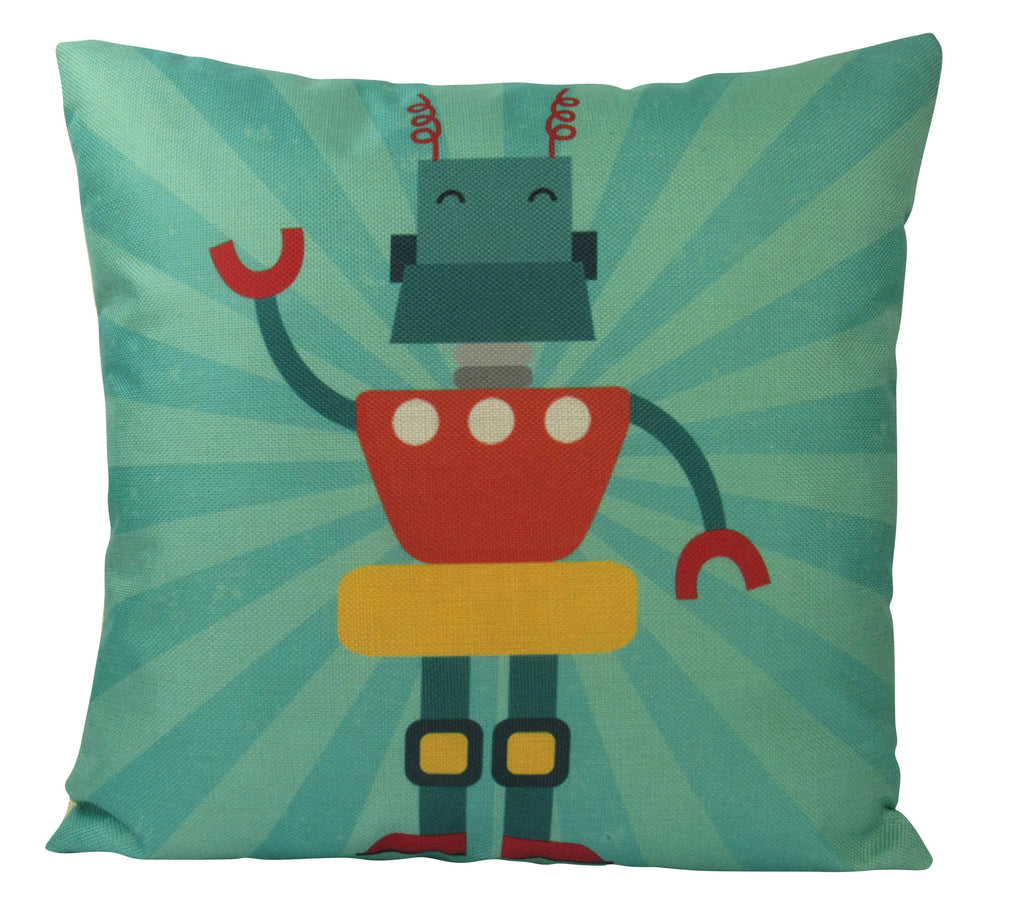 Robot | Teal |  Fun Gifts | Pillow Cover | Home Decor | Throw Pillows | Happy Birthday | Kids Room Decor | Kids Room | Room Decor UniikPillows