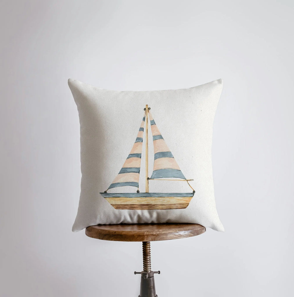 Sail Boat | Watercolor | Throw Pillow | Home Decor | Coastal Decor |Nautical | Ocean | Gift for Her | Accent Pillow Cover | Beach | Sea - UniikPillows