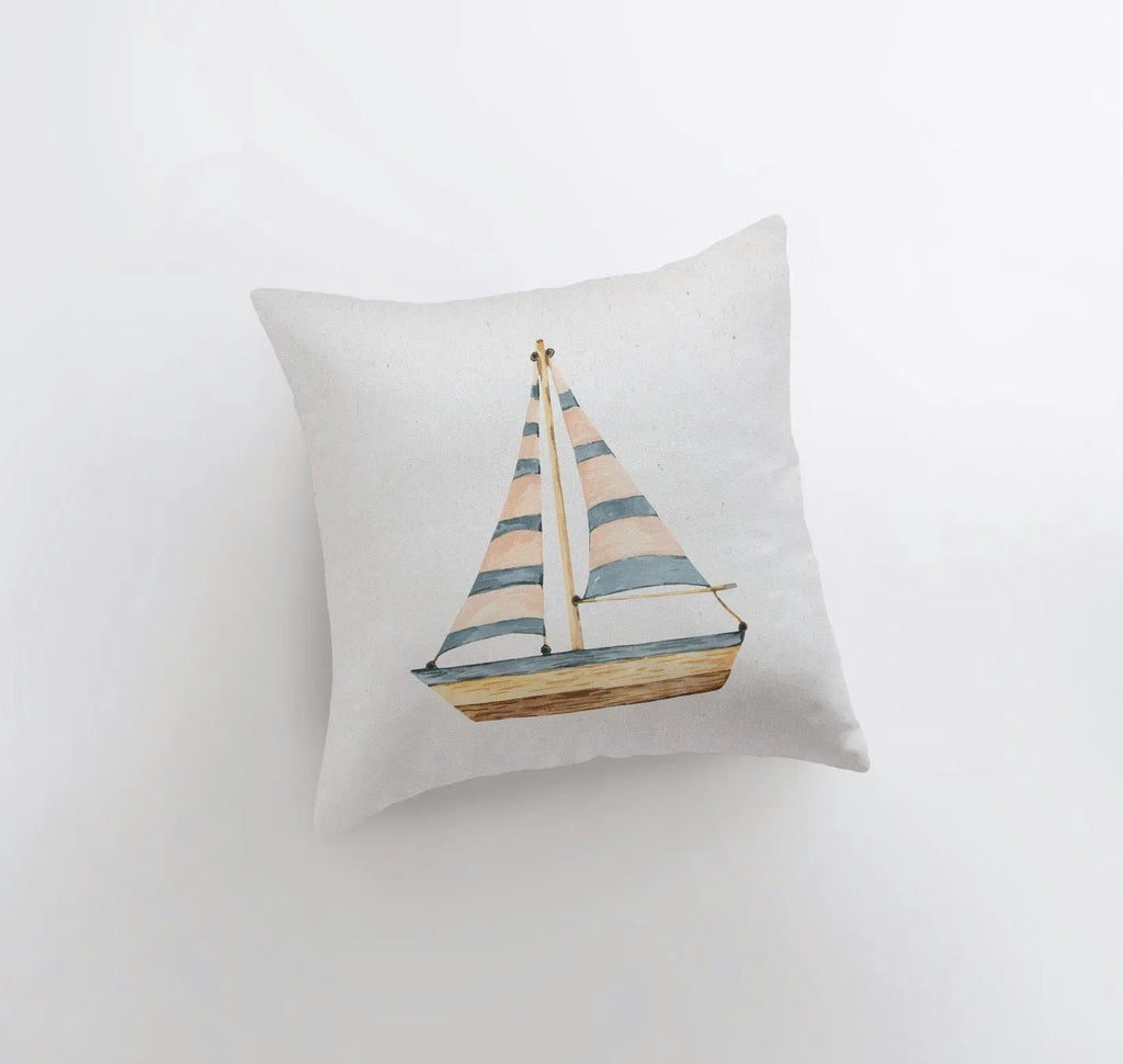 Sail Boat | Watercolor | Throw Pillow | Home Decor | Coastal Decor |Nautical | Ocean | Gift for Her | Accent Pillow Cover | Beach | Sea - UniikPillows