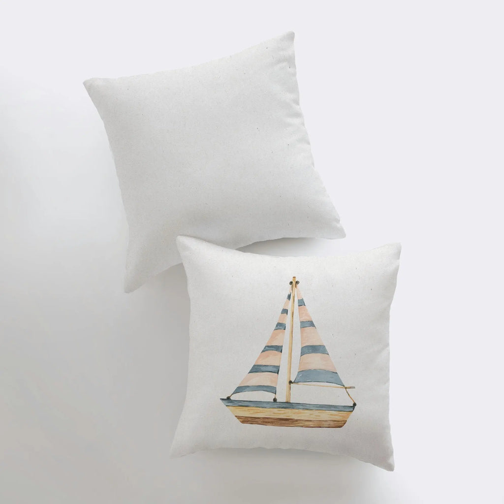 Sail Boat | Watercolor | Throw Pillow | Home Decor | Coastal Decor |Nautical | Ocean | Gift for Her | Accent Pillow Cover | Beach | Sea - UniikPillows