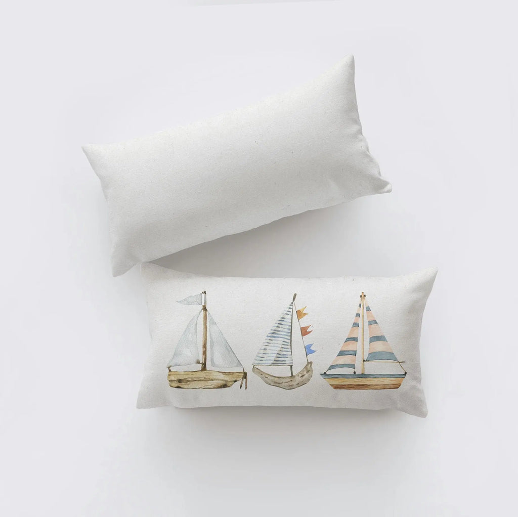 Sail Boats | 20x10 | Watercolor | Throw Pillow | Home Décor | Coastal Décor | Nautical | Ocean | Accent Pillow Cover | Beach | Sea UniikPillows