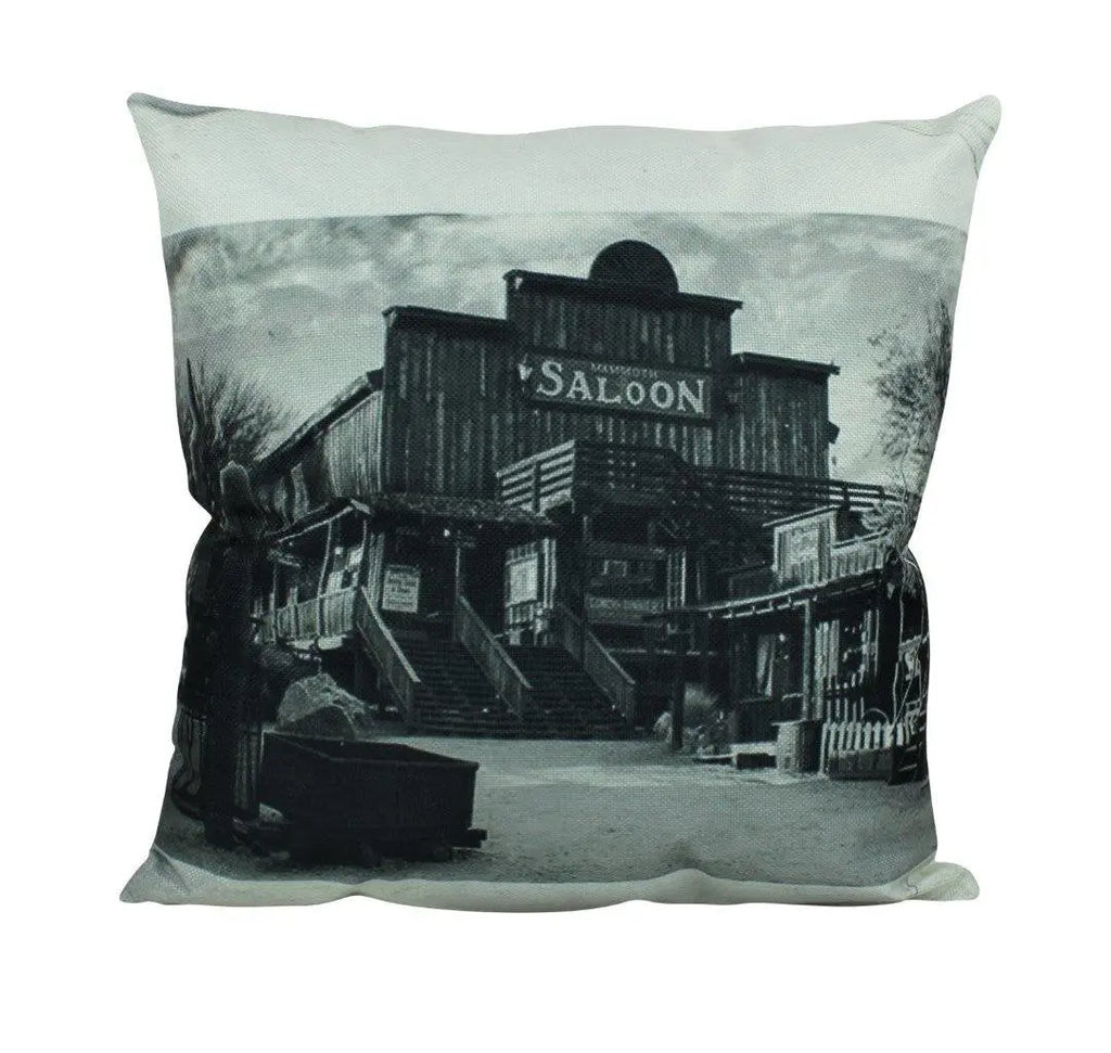 Saloon |  Pillow Cover | Home Decor | Vintage Photo | Decor Rustic | Western Decor | Black and White | Gift Idea | Gift for Friend UniikPillows