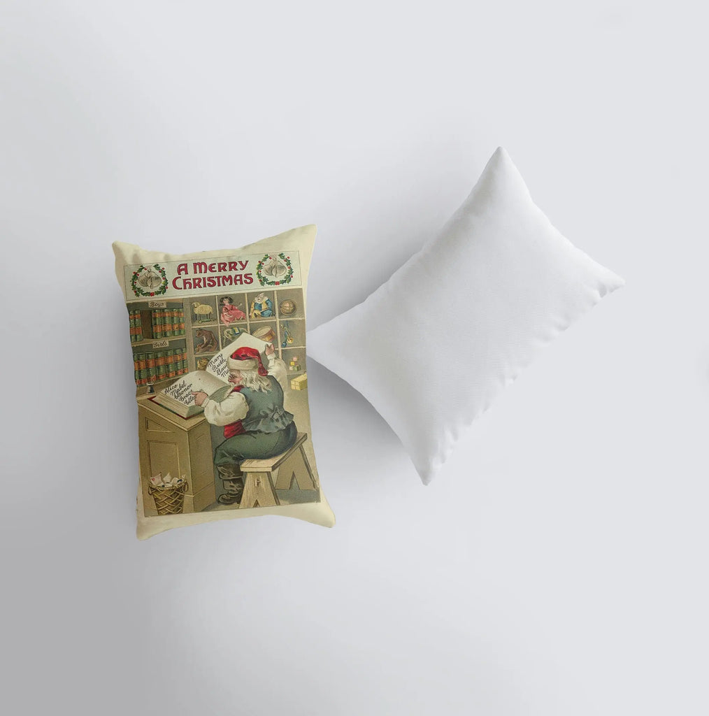 Santa's Workshop  | 12x18 | Christmas Throw Pillow | Rustic Home Décor | Vintage Christmas Décor | Farmhouse Décor | Room Décor UniikPillows