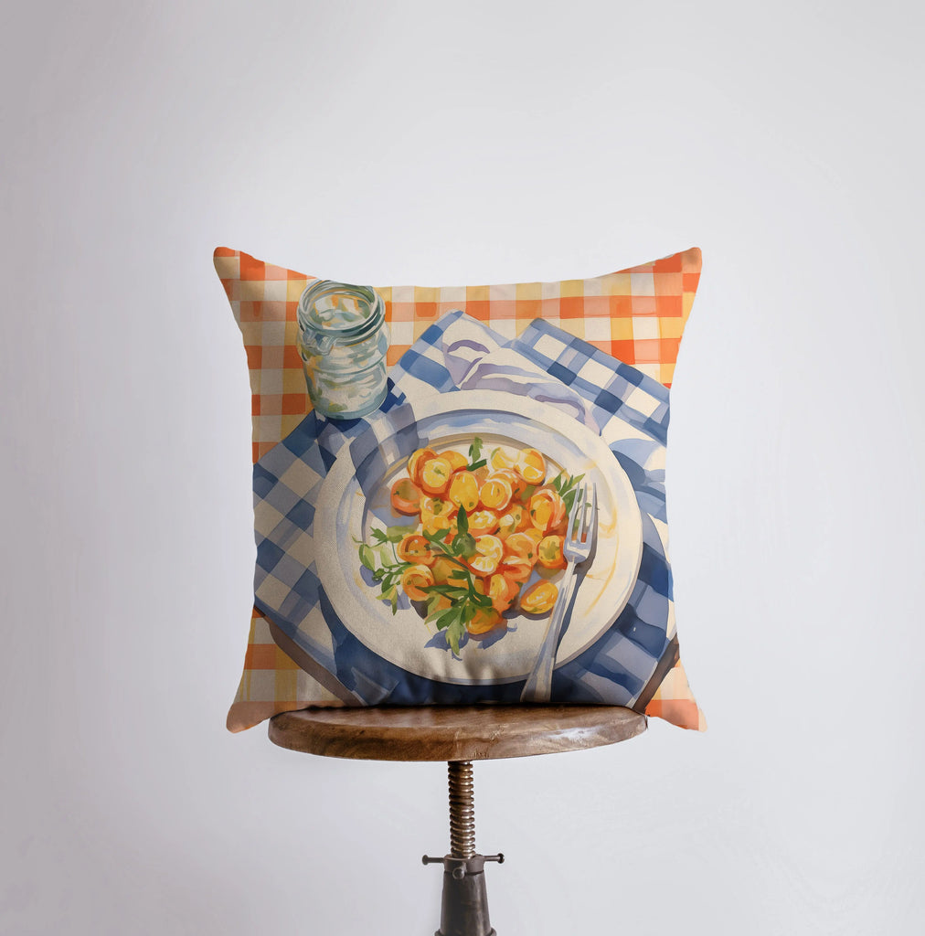 Scallops Picnic | Gouache Painting | Food Pillow | Seafood | Abstract Still Life | Throw Pillow | Home Decor | Gift for Her | Pillow Cover - UniikPillows