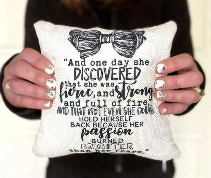 She discovered she was Fierce and Strong Pillow Cover | Woman empowerment | Famous Quotes | Motivational Quotes | Bedroom Decor | Room Decor UniikPillows