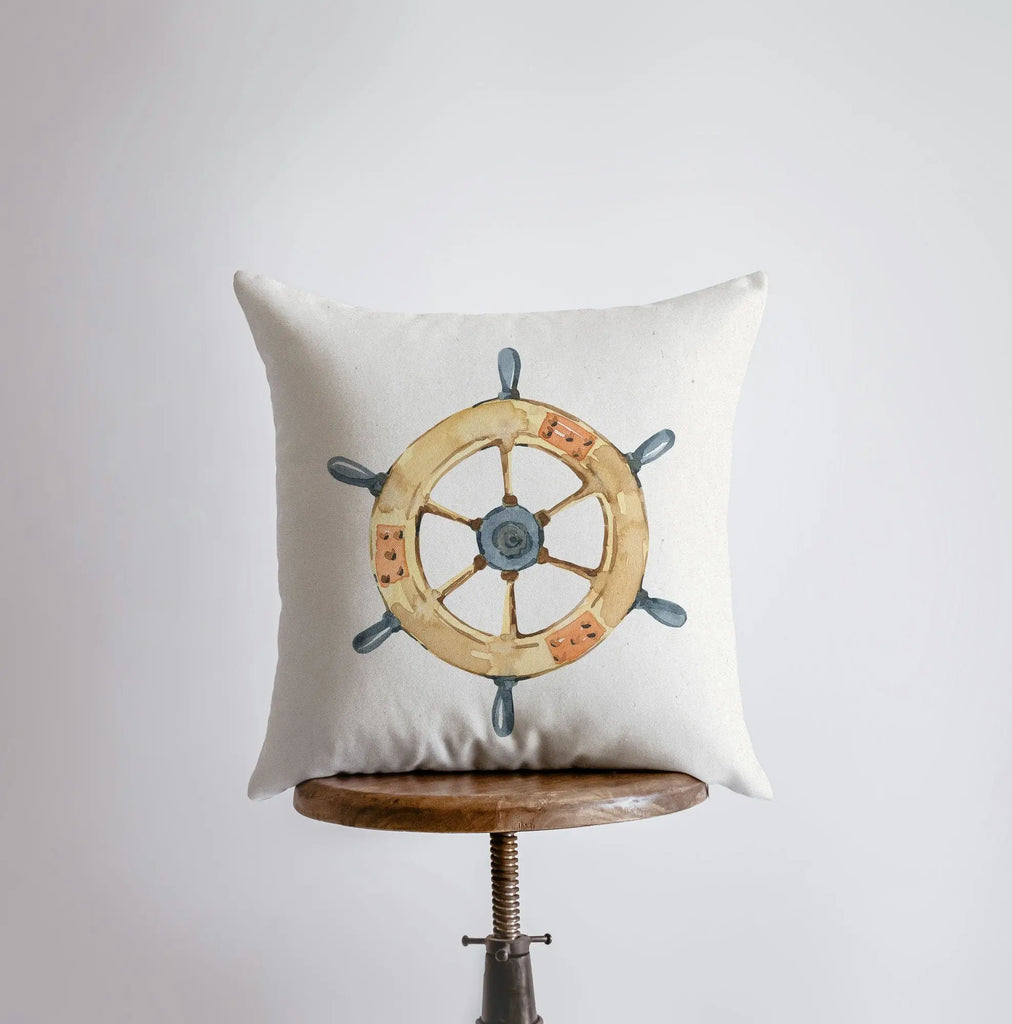 Ship Wheel | Watercolor | Throw Pillow | Home Decor |Coastal Decor |Nautical | Ocean | Gift for Her | Accent Pillow Cover | Beach | Sea UniikPillows
