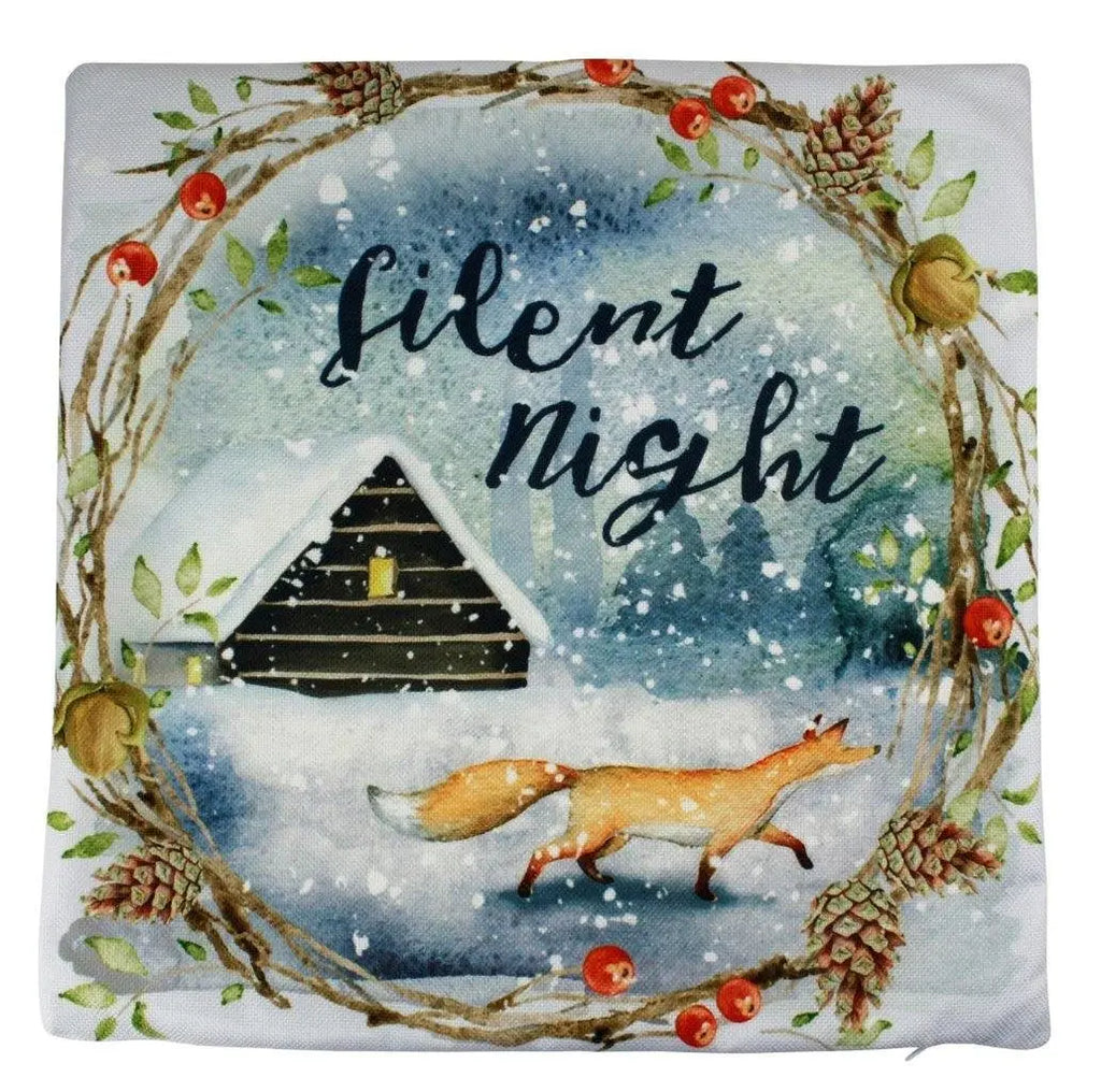 Silent Night | Fox | Merry Christmas | Throw Pillow | Christmas Pillow | Home Decor | Christmas Décor | Christmas Gift | Decorative Throw Pillows UniikPillows