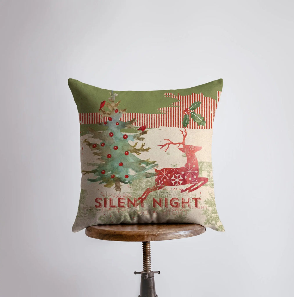 Silent Night | Red Reindeer | Merry Christmas | Throw Pillow | Christmas Pillow | Home Decor | Christmas Décor | Christmas tree | Christmas Gifts UniikPillows