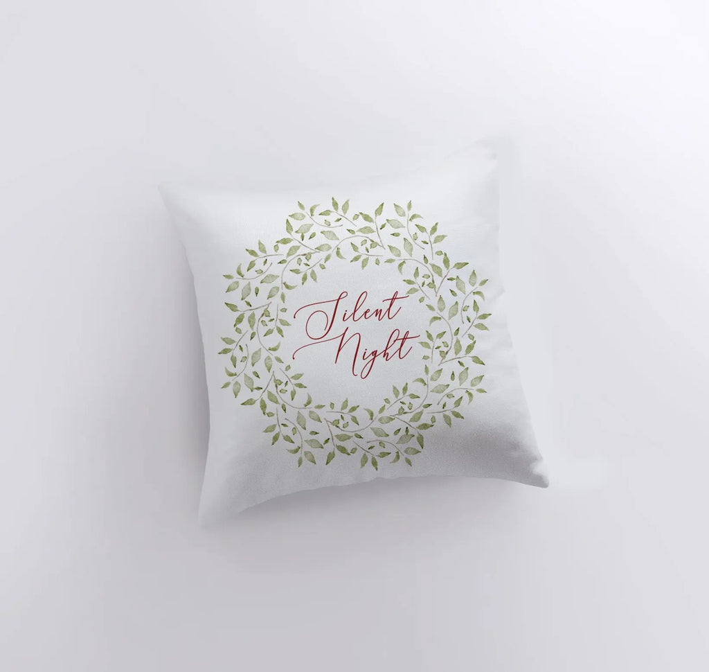 Silent Night Leaf Wreath | Throw Pillow | Christmas Pillow | Home Decor | Christmas Throw Pillows | Home Decor Modern | Farmhouse Decor UniikPillows