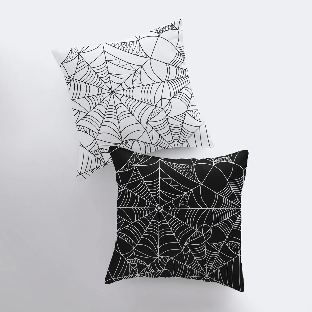 SpiderWeb White Pillow Cover | Fall Décor | Halloween Pillows | Halloween Décor | Fall Throw Pillows | Cute Throw Pillows UniikPillows