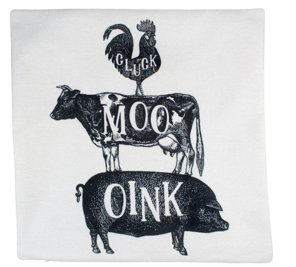 Stacked Animals Rooster Cow Pig | Farmhouse Oink Moo Cluck Pillow | Rustic Farm Pillow | Farmhouse Decor | Throw Pillows | Gift for her UniikPillows
