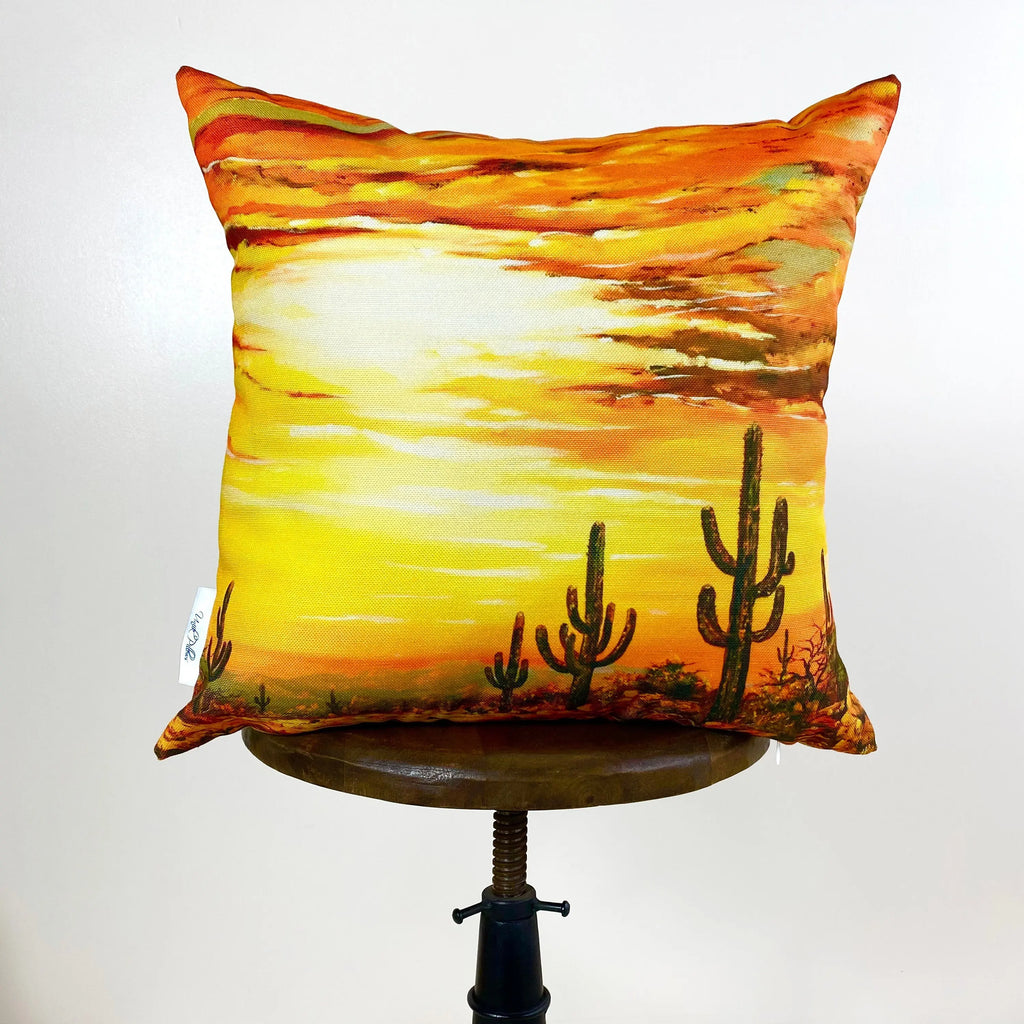 Sunset Shimmer | Arizona Sunset | Arizona Gifts | Arizona Art | Desert Painting | Desert Art | Saguaro Cactus | Home Decor | Gift Idea UniikPillows