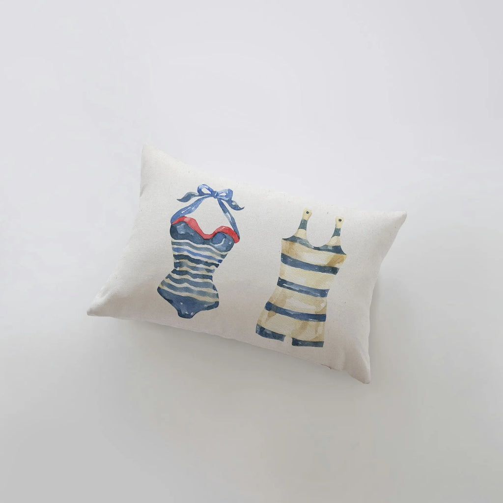 Swim Suits | 18x12 | Watercolor | Throw Pillow | Home Décor | Coastal Décor | Nautical | Ocean | Accent Pillow Cover | Beach | Sea UniikPillows