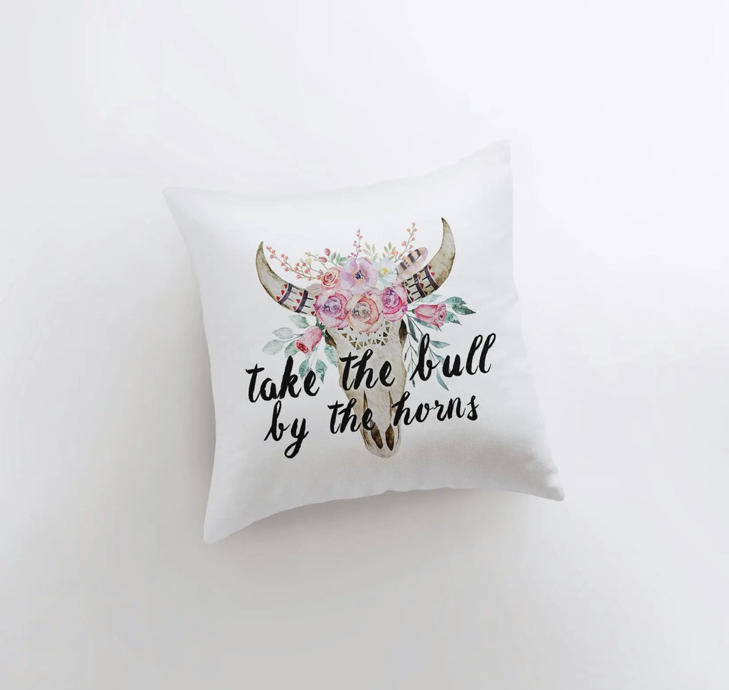 Take the Bull by the Horns | Pillow Cover | Inspirational Pillow Cover | Good Vibes Only | Go For It | Gift for her | Boho Throw Pillows UniikPillows