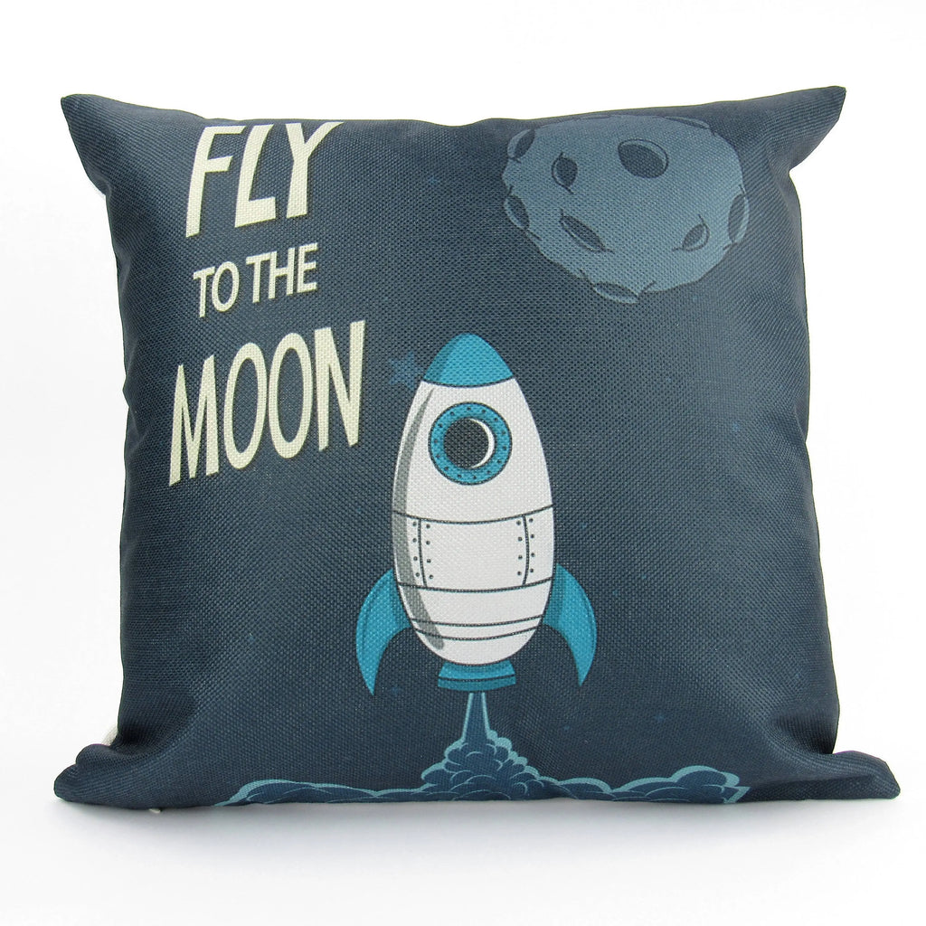 The to Moon Fly | Rocket | Fun Gifts | Pillow Cover | Home Decor | Throw Pillows | Happy Birthday | Kids Room Decor | Kids Room | Room Decor UniikPillows