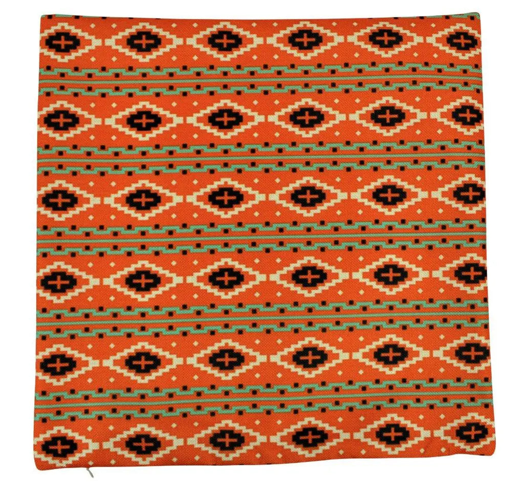 Throw Pillow Orange | Southwestern Green Pattern | Pillow Cover | Boho Decor | Gift for Her | Orange Pillow | Home Decor Ideas | Gift Idea UniikPillows