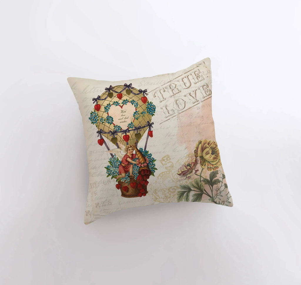 Vintage Angel in a Balloon  | Valentine Gift Ideas | Valentine Day Gift | Valentines Gift for Her | Throw Pillow | Decorative Valentines UniikPillows
