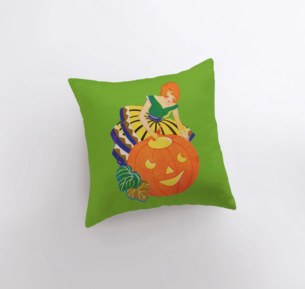Vintage Art Deco Witches | Pumpkin Cauldrons | Black Cat | Fall Décor | Halloween Pillows | Halloween Décor | Fall Throw Pillows - UniikPillows