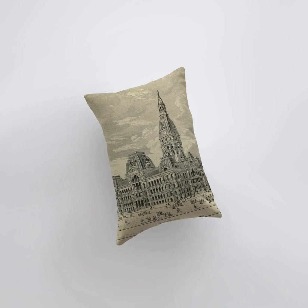 Vintage Buildings  | 12x18 | The City Hall | Pillow Cover | Chicago Pillow | Home Décor | Throw Pillow | Farmhouse Décor | Throw Pillows UniikPillows