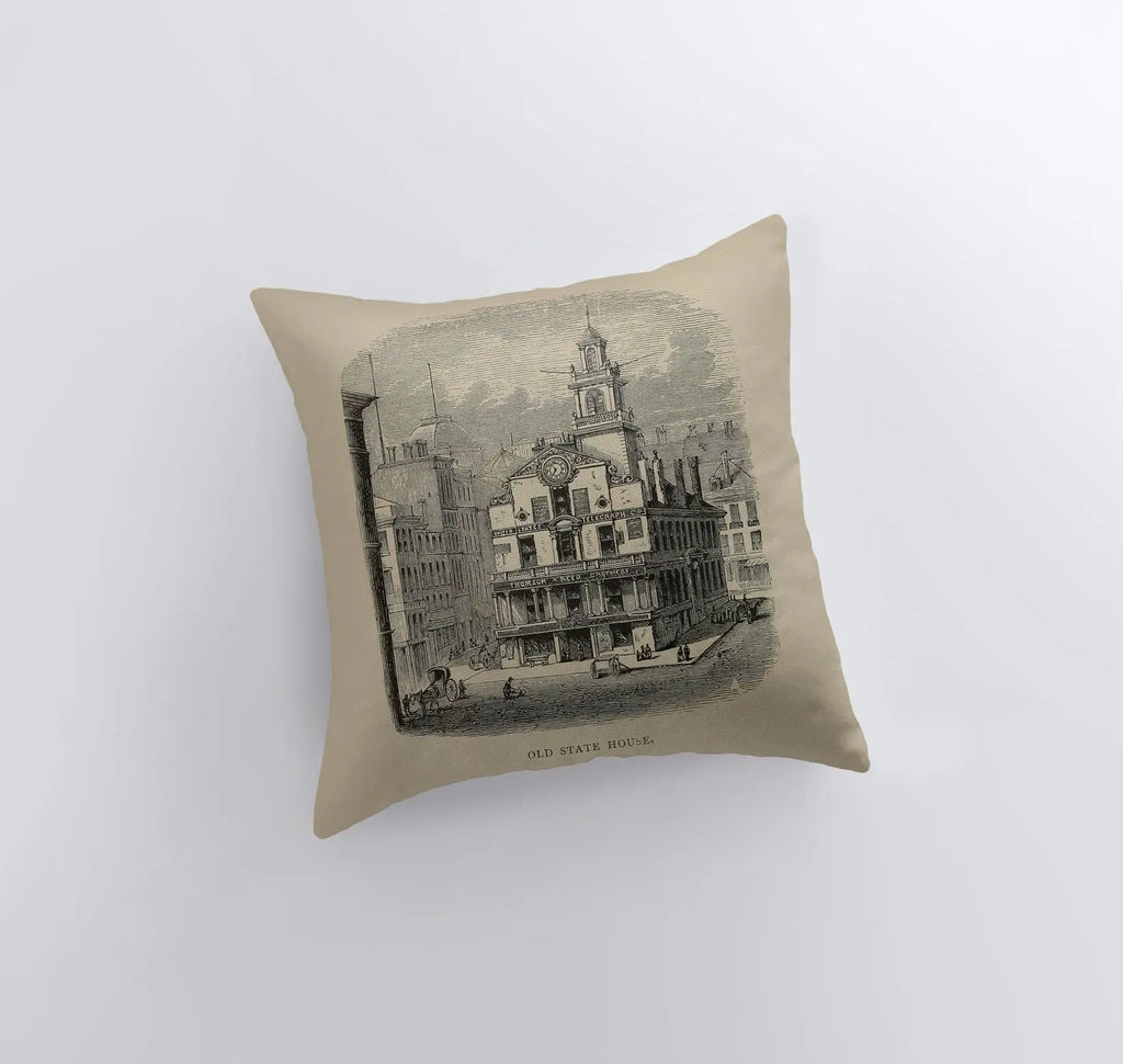 Vintage Buildings | Faneuil Hall | State House | Pillow Cover | Vintage | Farmhouse Decor | Home Decor | Throw Pillow | Room Decor | Gift UniikPillows