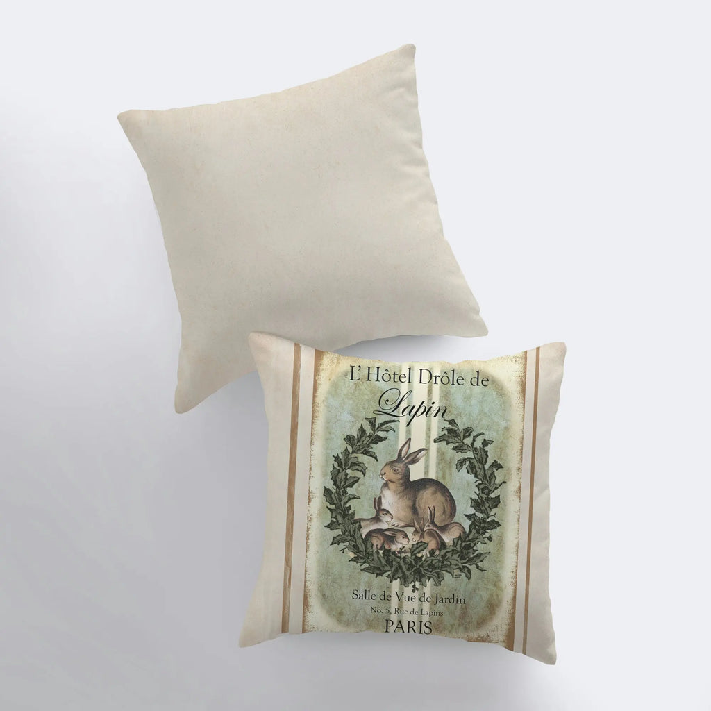 Vintage French Rabbit Design Pillow Cover | Farmhouse Decor | Home Décor | Rabbit Art | Throw Pillows | Decorative Pillows | Room Decor UniikPillows