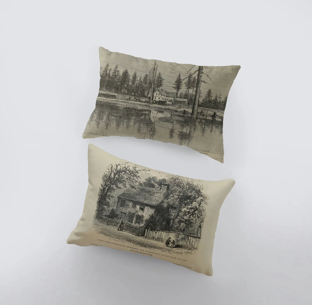 Vintage Homes | 18x12 | Vintage Photography | Primitive Décor | Farmhouse Décor | Home Décor | Lumbar Pillow | Sofa Pillows | Gift For Her UniikPillows