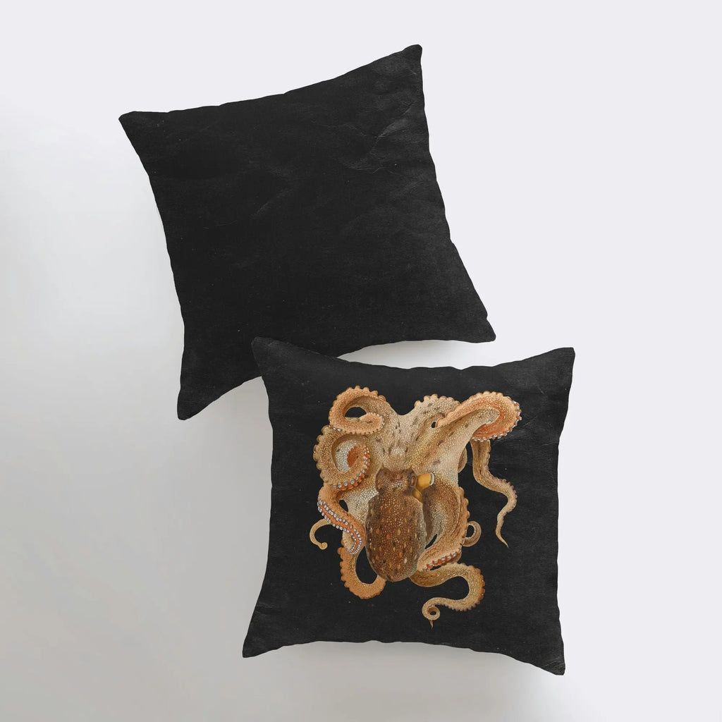 Vintage Octopus on Black  | Pillow Cover | Throw Pillow | Home Décor | Coastal Décor | Nautical Pillow | Ocean | Accent Pillow | Sea UniikPillows
