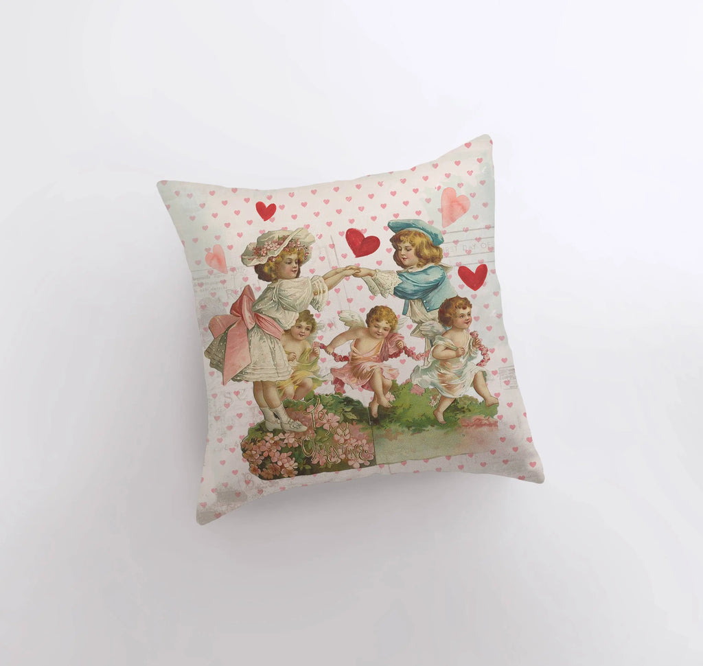 Vintage Playful Angels  | Valentine Gift Ideas | Valentine Day Gift | Valentines Gift for Her | Throw Pillow | Decorative Valentines UniikPillows