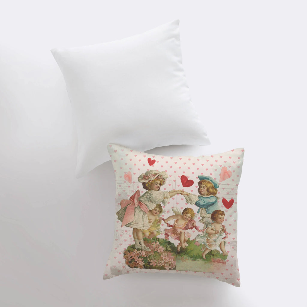 Vintage Playful Angels  | Valentine Gift Ideas | Valentine Day Gift | Valentines Gift for Her | Throw Pillow | Decorative Valentines UniikPillows