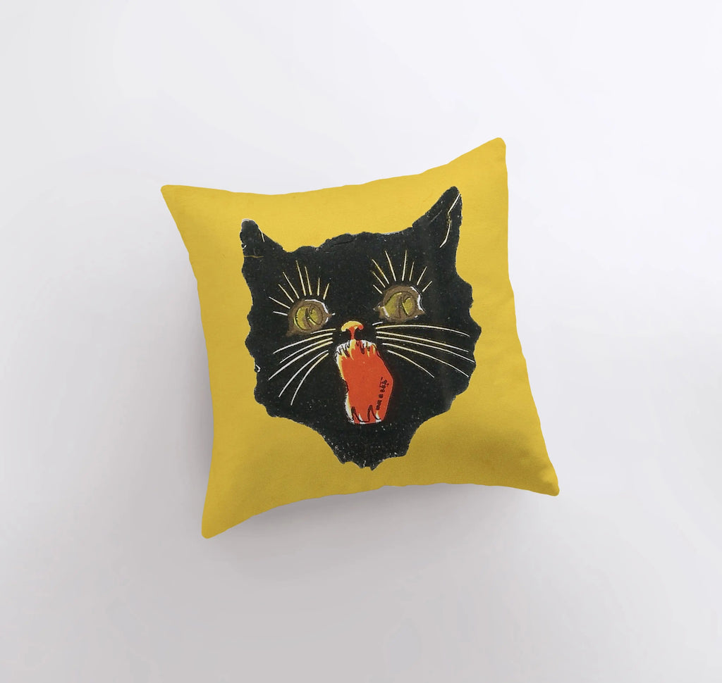 Vintage Screaming Halloween Cat | Spooky Cat | Black Cat | Fall Décor | Halloween Pillows | Halloween Décor | Fall Throw Pillows - UniikPillows