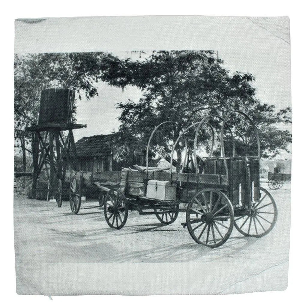 Wagon | Wagon Wheel | Wood Wagon | Pillow Cover | Home Decor | Vintage Photo | Decor Rustic | Western Decor | Black and White | Gift Idea UniikPillows