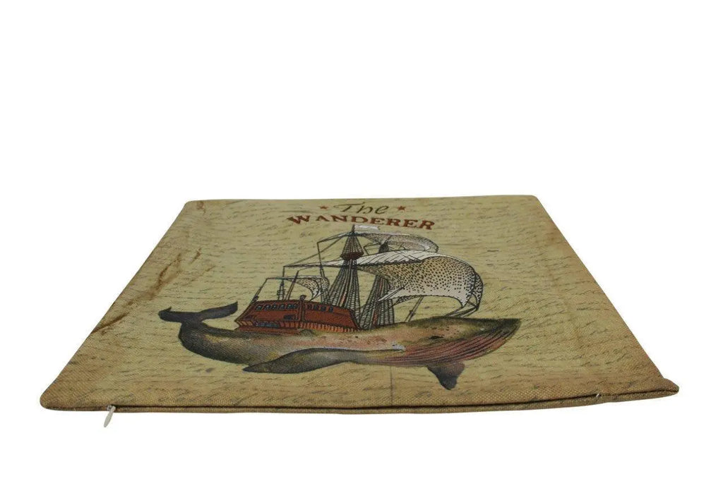 Wanderer | Sailing Ship | Vintage Wooden Sailing Ship | Pillow Cover | Throw Pillow | Whale Art | Home Decor | Whale Decor | Decor Rustic UniikPillows