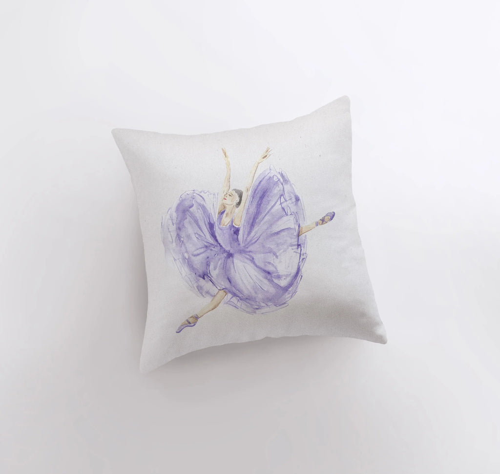 Watercolor Jumping Purple Ballerina | Dancing | Ballerina Decor | Ballet | Pillow Cover | Throw Pillow | Girls Gift | Dancer | Room Decor - UniikPillows