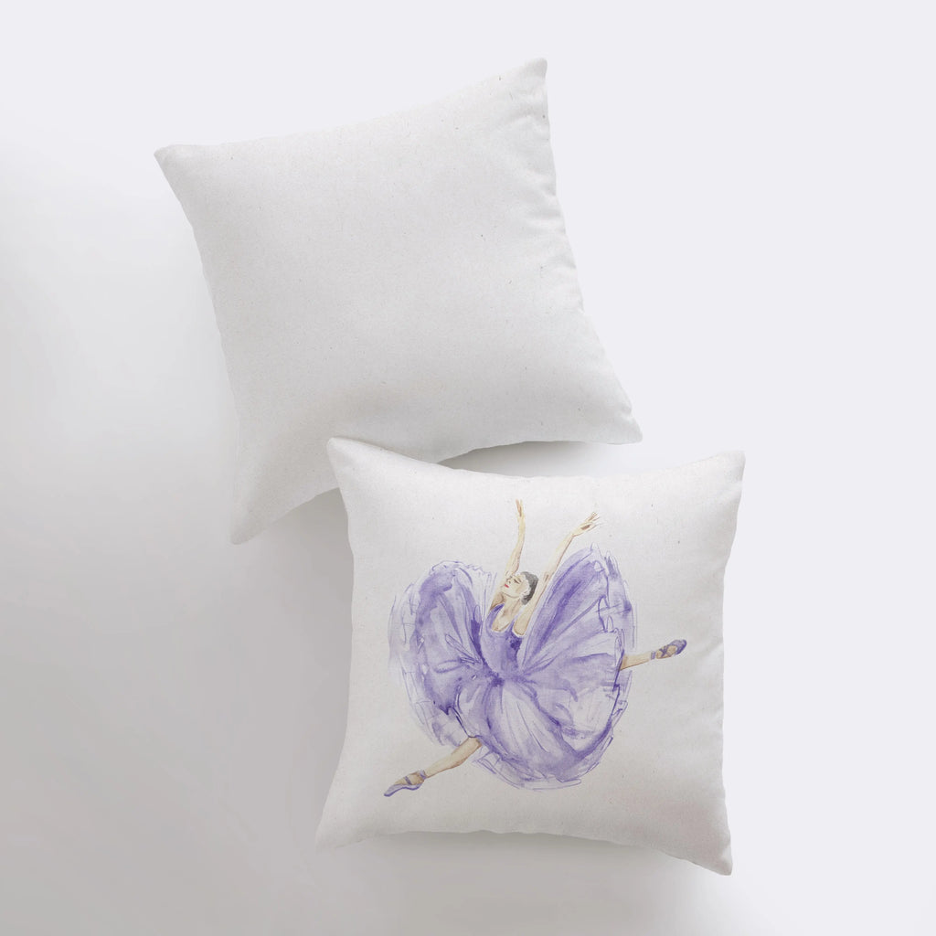 Watercolor Jumping Purple Ballerina | Dancing | Ballerina Decor | Ballet | Pillow Cover | Throw Pillow | Girls Gift | Dancer | Room Decor - UniikPillows