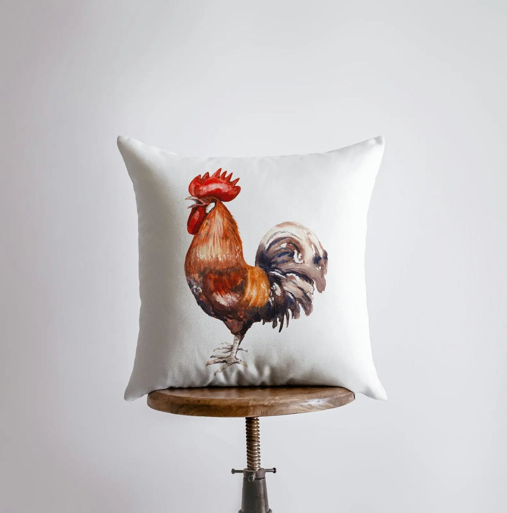 Watercolor Rooster Looking Left | Brid Prints | Bird Décor |Accent Pillow Cover | Throw Pillow Covers | Pillow | Room Décor | Bedroom Décor UniikPillows