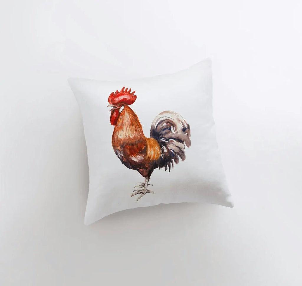 Watercolor Rooster Looking Left | Brid Prints | Bird Décor |Accent Pillow Cover | Throw Pillow Covers | Pillow | Room Décor | Bedroom Décor UniikPillows