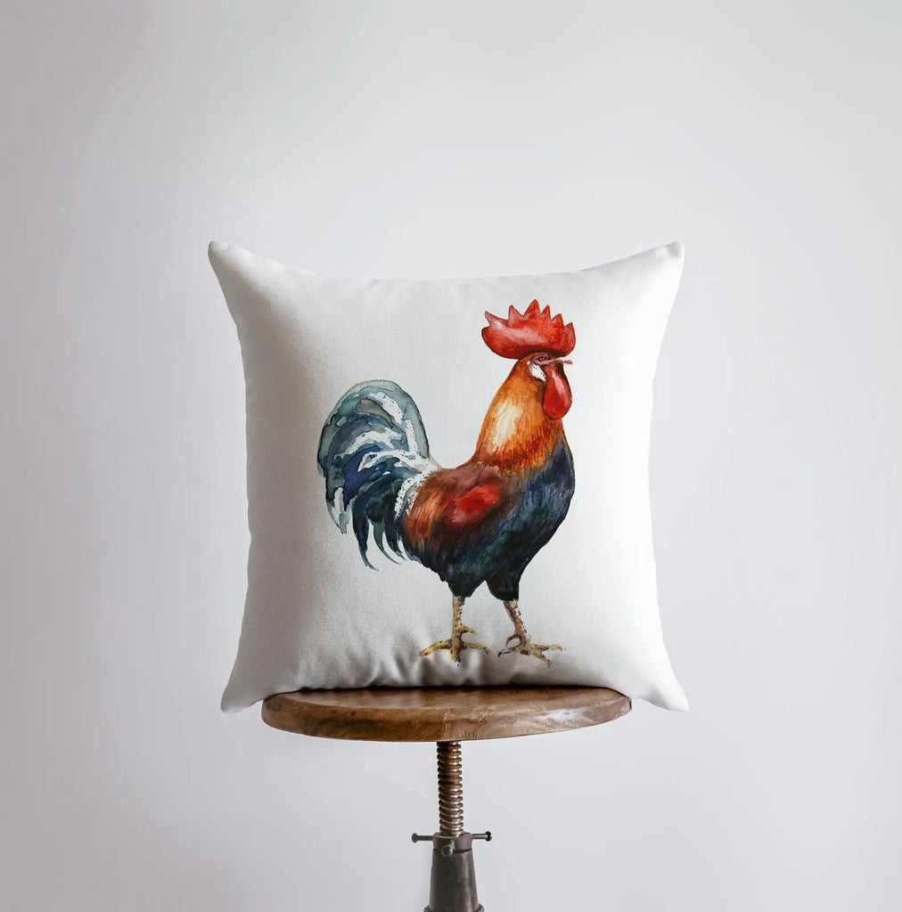 Watercolor Rooster Looking Right | Brid Print | Bird Décor | Accent Pillow Cover | Throw Pillow Covers | Pillow | Room Décor | Bedroom Décor UniikPillows