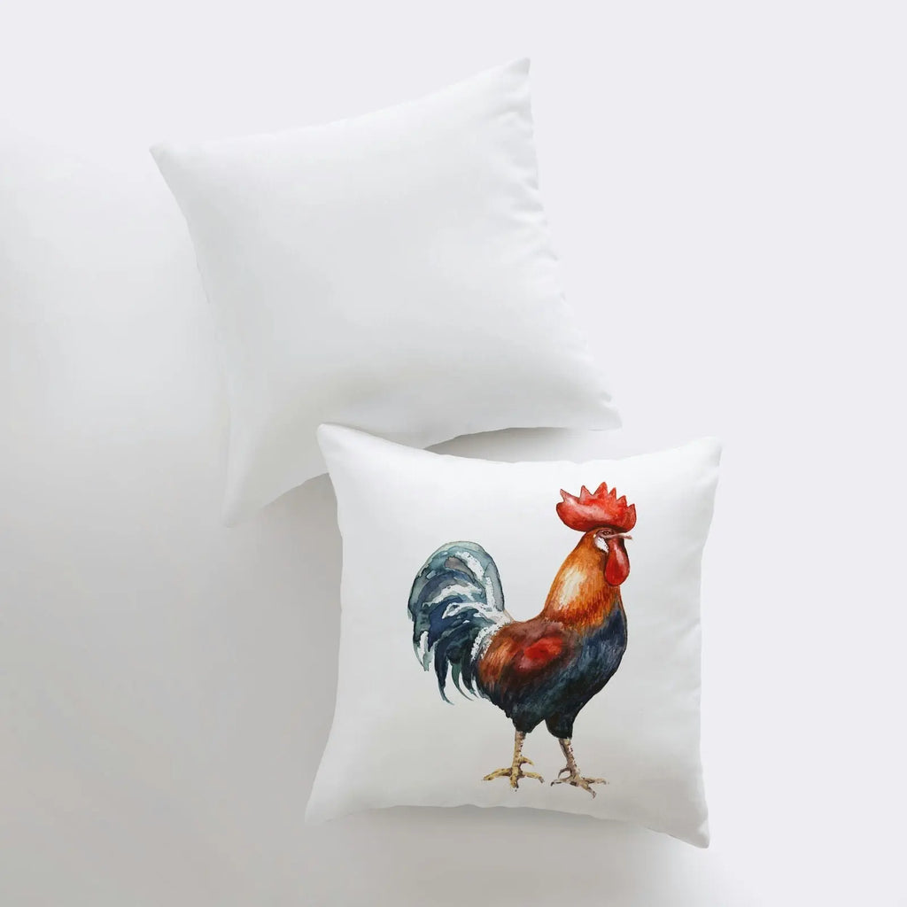Watercolor Rooster Looking Right | Brid Print | Bird Décor | Accent Pillow Cover | Throw Pillow Covers | Pillow | Room Décor | Bedroom Décor UniikPillows
