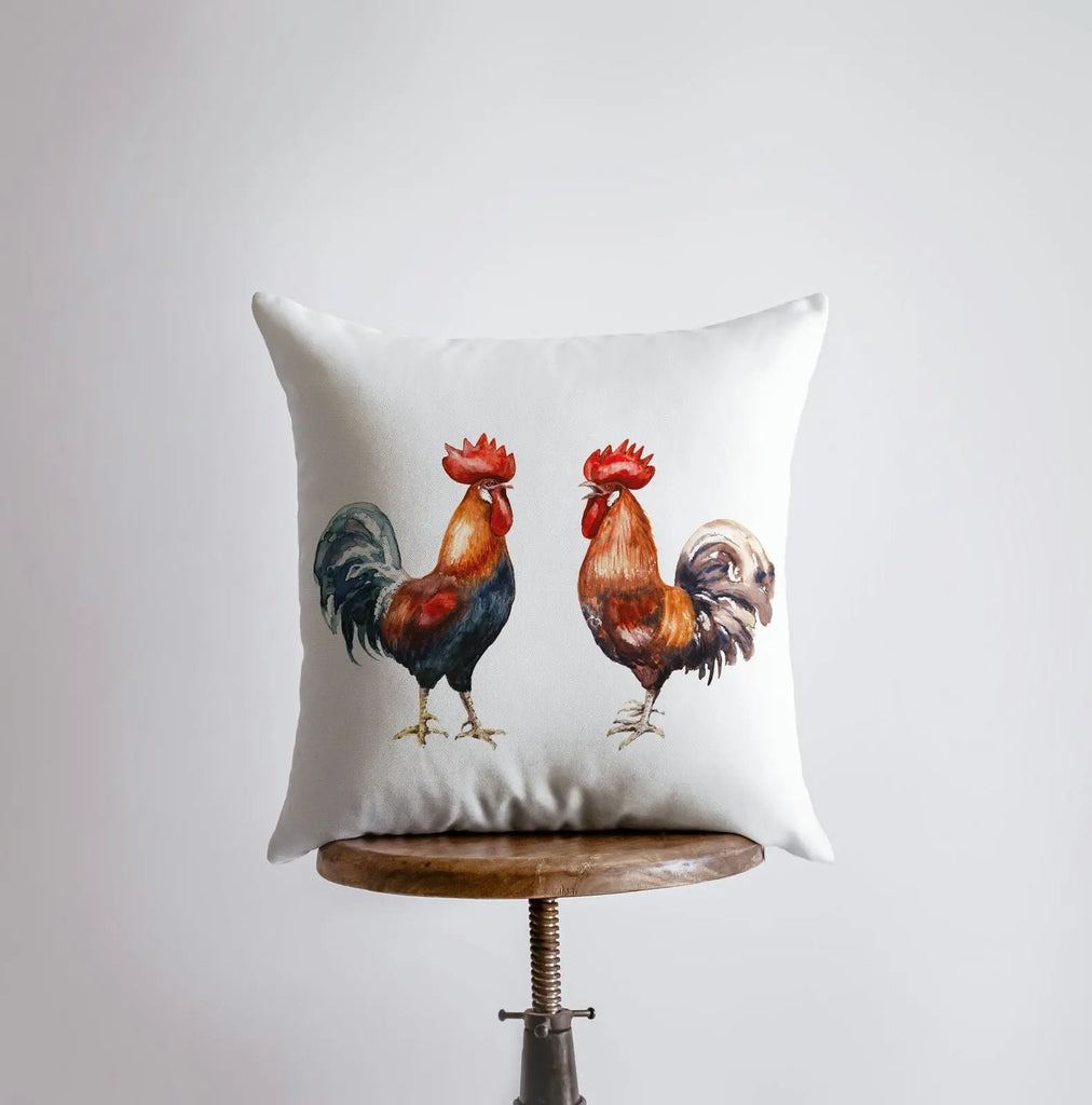 Watercolor Roosters | Gifts | Brid Prints | Bird Decor |Accent Pillow Covers | Throw Pillow Covers | Pillow | Room Decor | Bedroom Decor UniikPillows