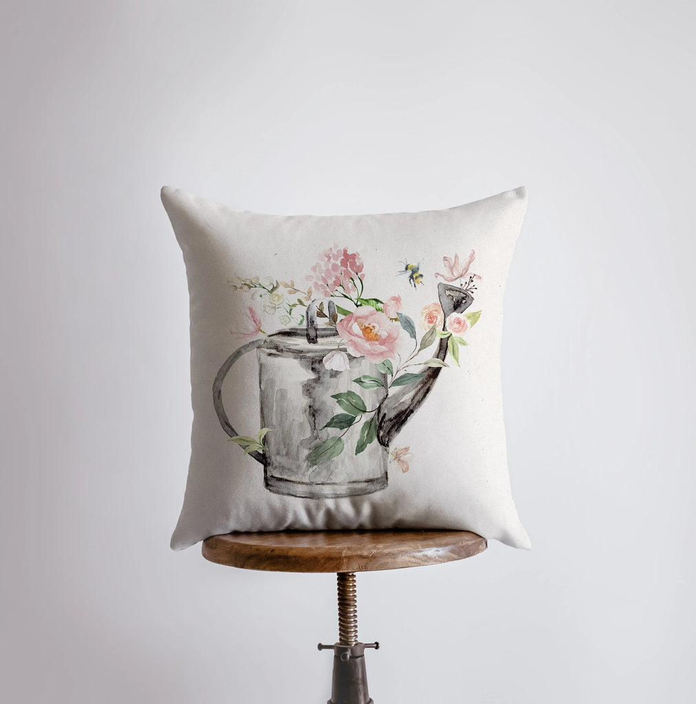 Watercolor Watering Can | Pillow Cover | Flower Bouquet | Throw Pillow | Pillow | Flower Pots | Gift for her | Accent Pillow Covers - UniikPillows