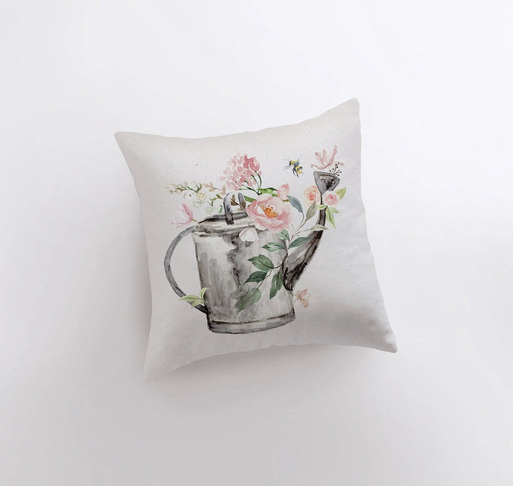 Watercolor Watering Can | Pillow Cover | Flower Bouquet | Throw Pillow | Pillow | Flower Pots | Gift for her | Accent Pillow Covers - UniikPillows